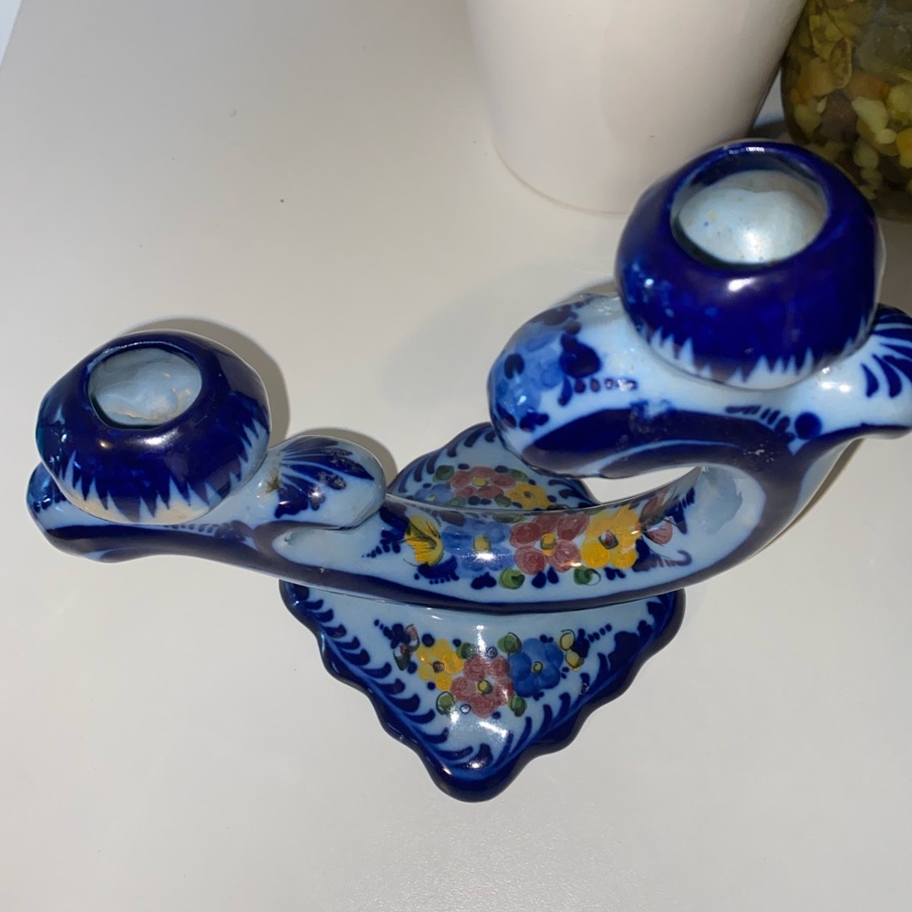 Vintage Pal Alcobaca made in Portugal twin candleholders used